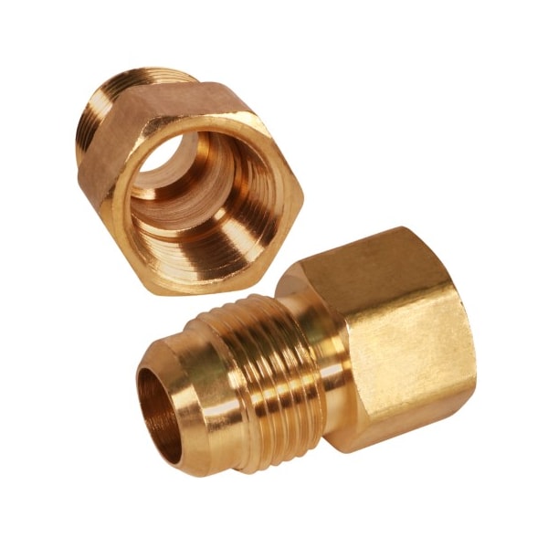 1/2 Flare X 3/8 FIP Reducing Adapter Pipe Fitting; Brass